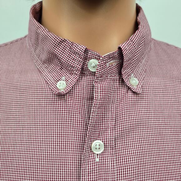 J. Crew Shirt Men XL Micro / Mini Red Gingham Check Long Sleeve Button down - Picture 4 of 13